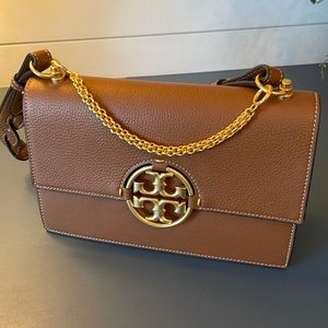Tory Burch Brown Shoulder Bag with Gold Accents